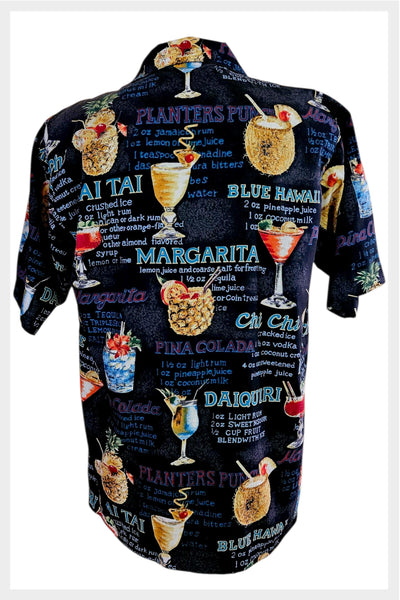 Vintage 90s Bill Blass Luau Shirt | Tiki Cocktail Print, Men's S