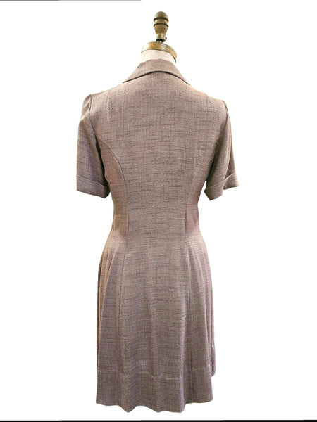 Vintage 1960s Linen Blend Dress: Mid-Century Pleated Skirt, Size M