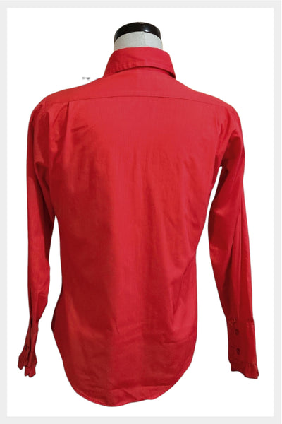 Vintage 70s Monzini Red Ruffled Tuxedo Shirt | Men's L