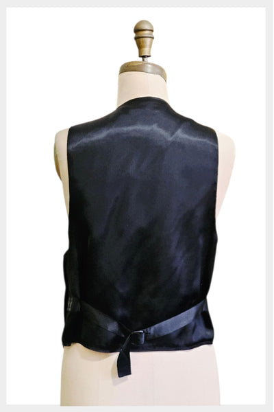 1990s black velvet-style Christmas vest embroidered ribbons & bells vest | medium