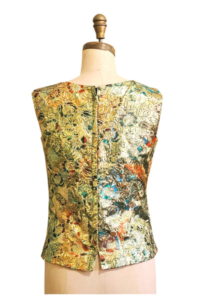 1960s gold lame brocade shell top | Size M