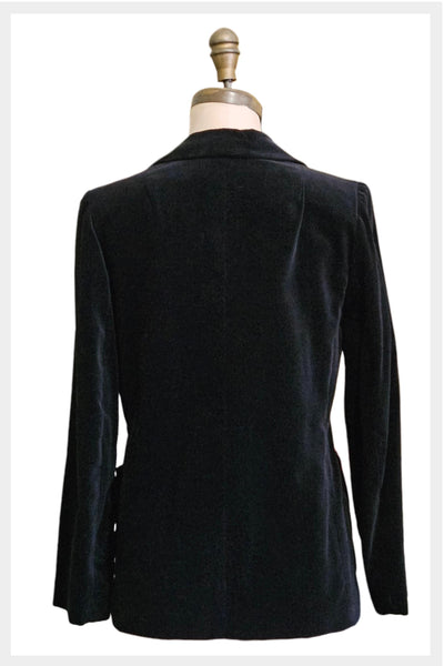 1970s black velveteen single breasted blazer | size small-medium