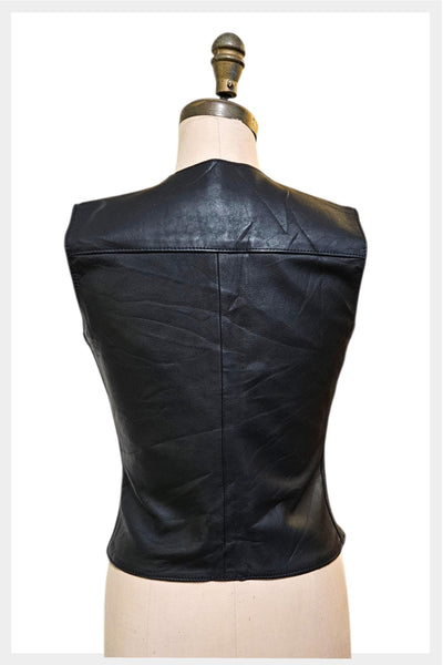 1980s 1990s Harley-Davidson black leather vest – Made in USA | size XS