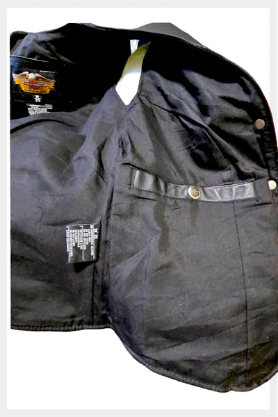 1980s 1990s Harley-Davidson black leather vest – Made in USA | size XS