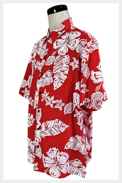 1980s Hilo Hattie Red Floral Aloha Hawaiian Shirt | size 2XL