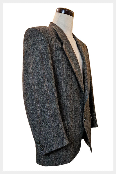 Vintage Harris Tweed Blazer | 60s/70s Brown Wool Sport Coat, 42R
