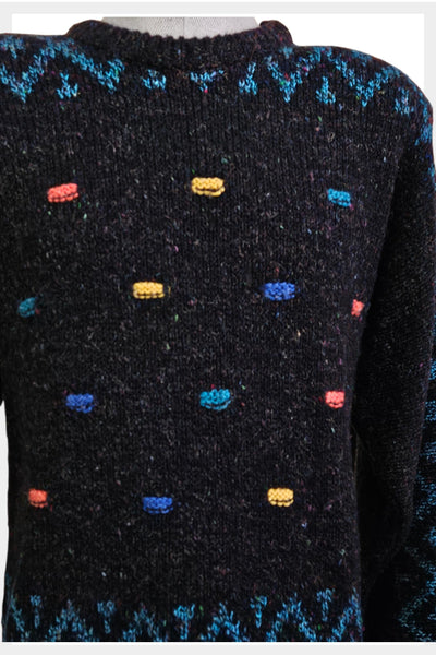 1980s geometric graphic knit sweater – GRENADIER | Size L