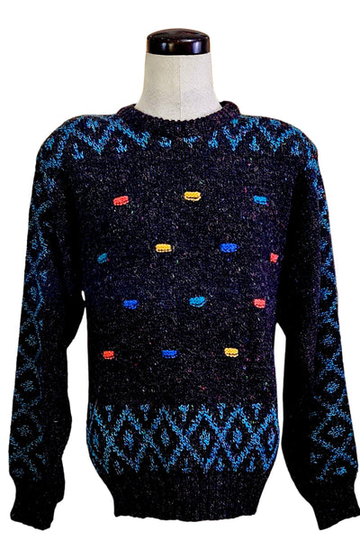 1980s geometric graphic knit sweater – GRENADIER | Size L