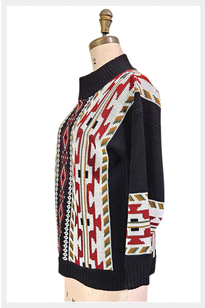 1980s geometric southwestern arcylic knit pullover | medium