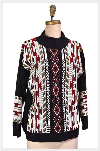 1980s geometric southwestern arcylic knit pullover | medium