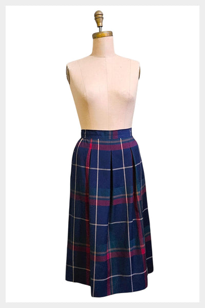 Vintage 80s Pendleton Pleated Wool Tartan Pkaid Skirt, 31" Waist