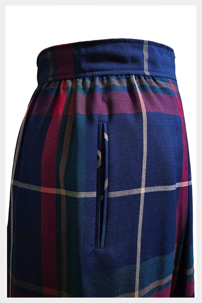 Vintage 80s Pendleton Pleated Wool Tartan Pkaid Skirt, 31" Waist
