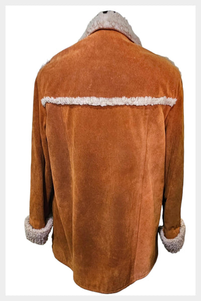Vintage 1970s Sears Western Wear Suede Shearling Ranch Coat | large