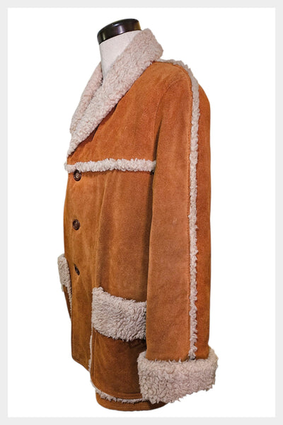 Vintage 1970s Sears Western Wear Suede Shearling Ranch Coat | large