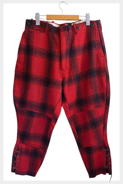 Vintage 1940s Woods Canada Wool Hunting Pants – Red Buffalo Plaid, Laced Calves