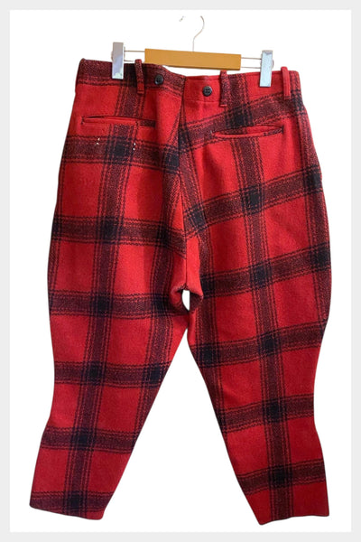 Vintage 1940s Woods Canada Wool Hunting Pants – Red Buffalo Plaid, Laced Calves