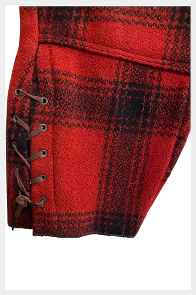 Vintage 1940s Woods Canada Wool Hunting Pants – Red Buffalo Plaid, Laced Calves