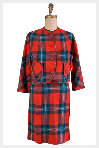 Vintage 1960s plaid wool skirt suit | Alan Jay Foster, Size Small