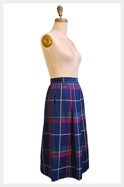 Vintage 80s Pendleton Pleated Wool Tartan Pkaid Skirt, 31" Waist