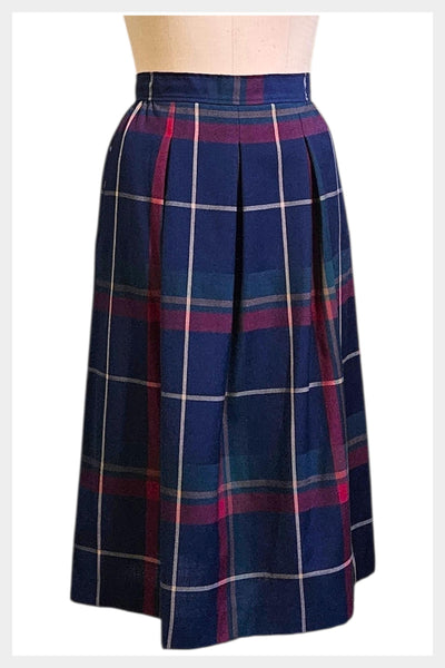 Vintage 80s Pendleton Pleated Wool Tartan Pkaid Skirt, 31" Waist