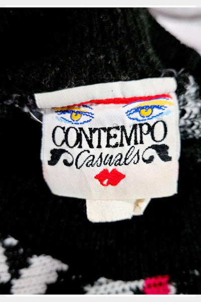 1980s Contempo Casuals geometric knit sweater – bold graphic pattern, Unisex Fit medium