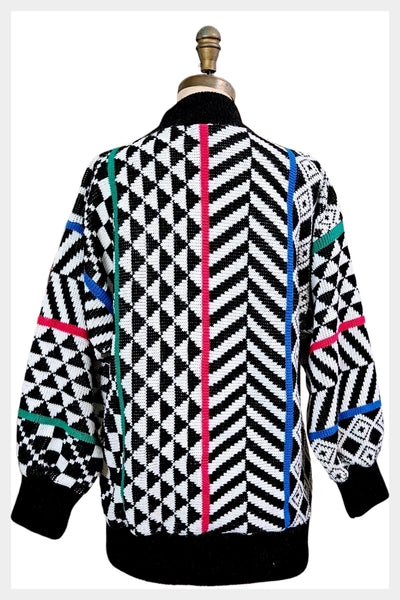 1980s Contempo Casuals geometric knit sweater – bold graphic pattern, Unisex Fit medium