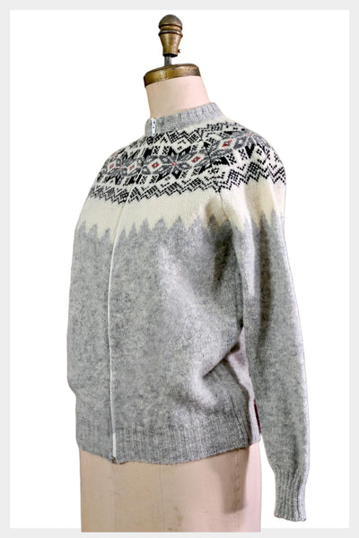 Vintage Pitlochry Knitwear Shetland cardigan | wool fair isle pattern knit cardigan | size medium