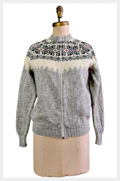 Vintage Pitlochry Knitwear Shetland cardigan | wool fair isle pattern knit cardigan | size medium