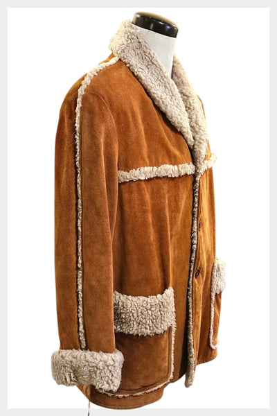 Vintage 1970s Sears Western Wear Suede Shearling Ranch Coat | large