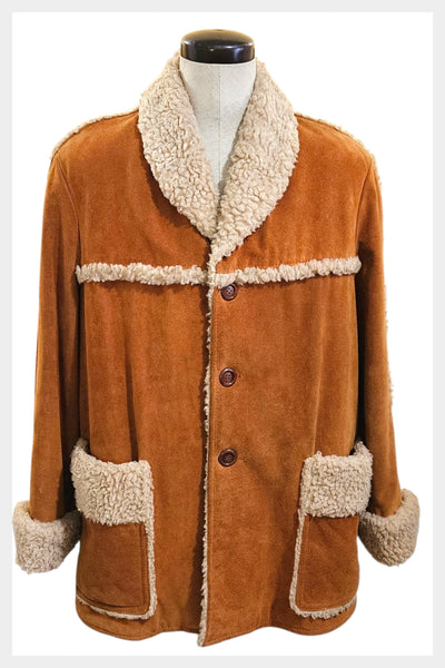 Vintage 1970s Sears Western Wear Suede Shearling Ranch Coat | large