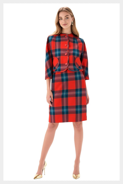 Vintage 1960s plaid wool skirt suit | Alan Jay Foster, Size Small