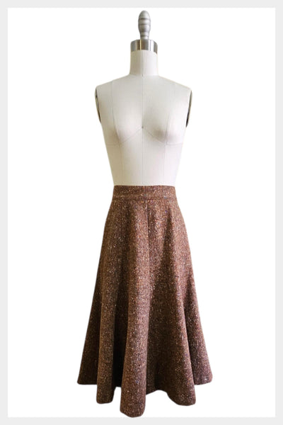Vintage 1970s Irish tweed A-line skirt – 70s-80s flecked wool skirt, Size small