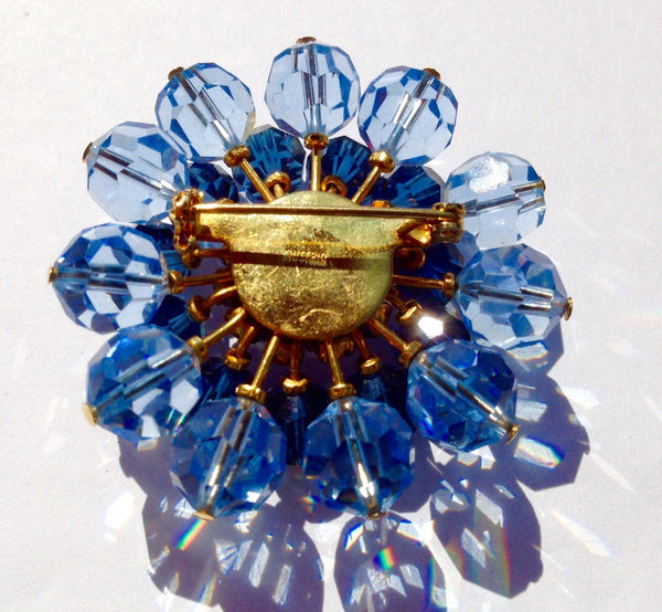 Sometimes blue is the perfect thing to be | vintage Austrian crystal pin | large 2" brooch