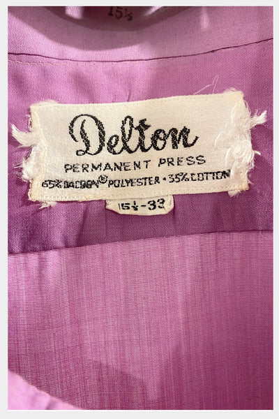 1970s pastel purple ruffled shirt | 70s tuxedo prom Delton shirt | Men’s L 15 1/2