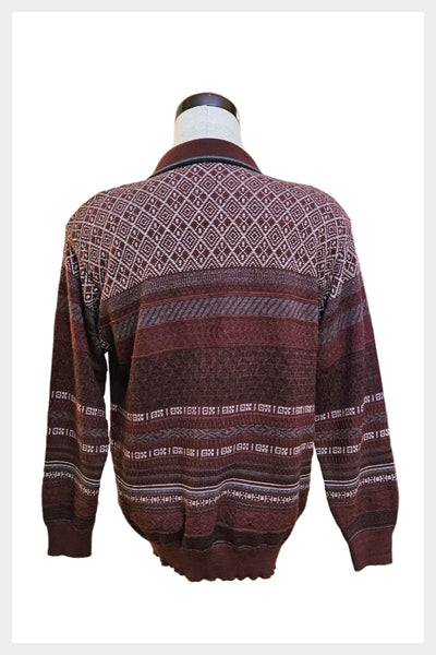1990s burgundy geometric pattern official Arnold Palmer golf / polo sweater | large