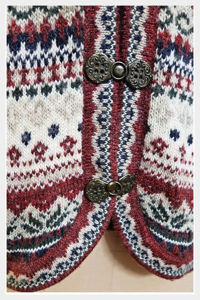 1970s Fair Isle pattern Dynamite nordic-style cardigan with metal closures | XLarge to 2x