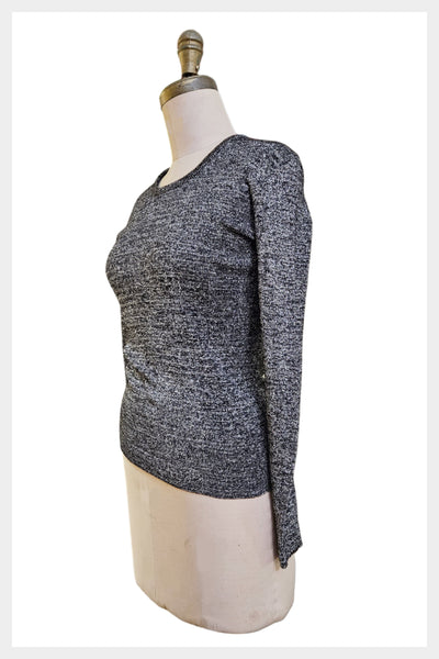 Vintage 1970s silver and black space dyed sparkly party sweater | Size M