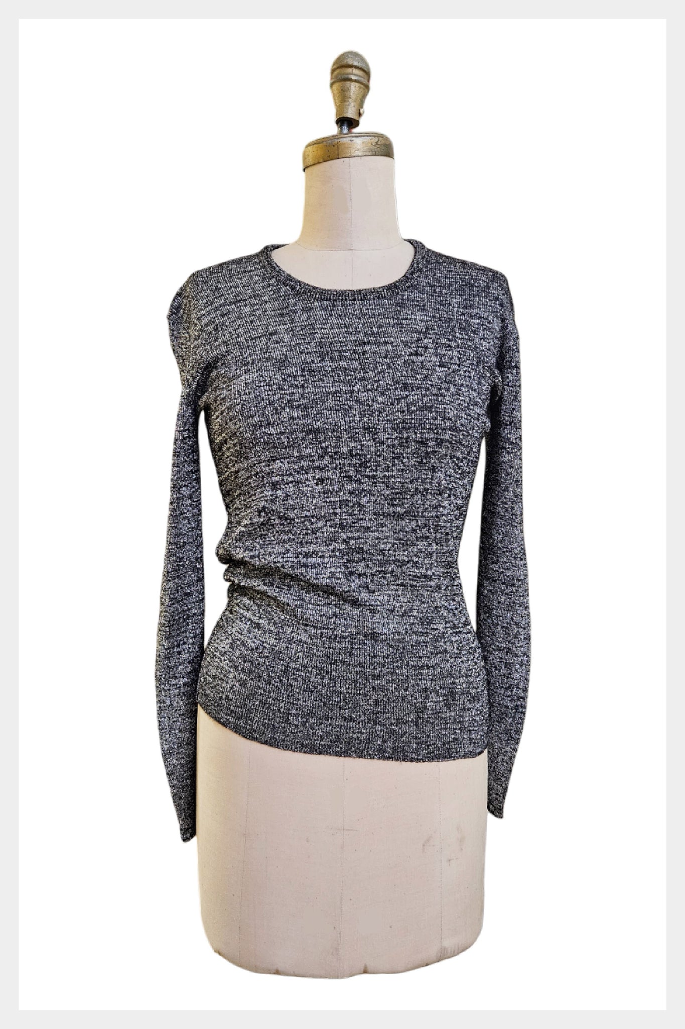 Vintage 1970s silver and black space dyed sparkly party sweater | Size M