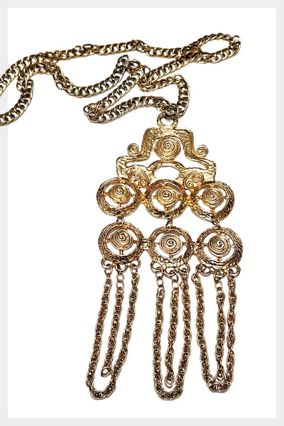 1970s Modernists mid century bohemian chandelier vintage necklace