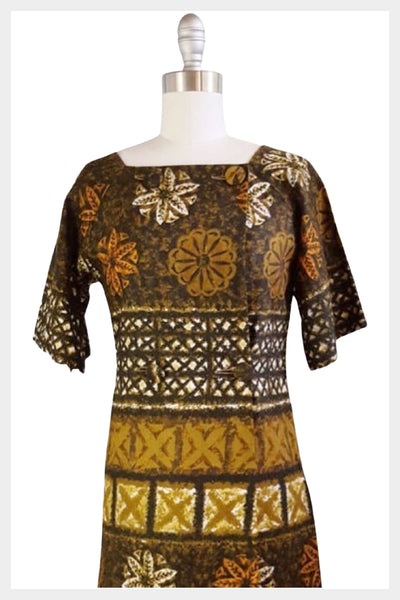 1960s Hawaiian batik print dress | small