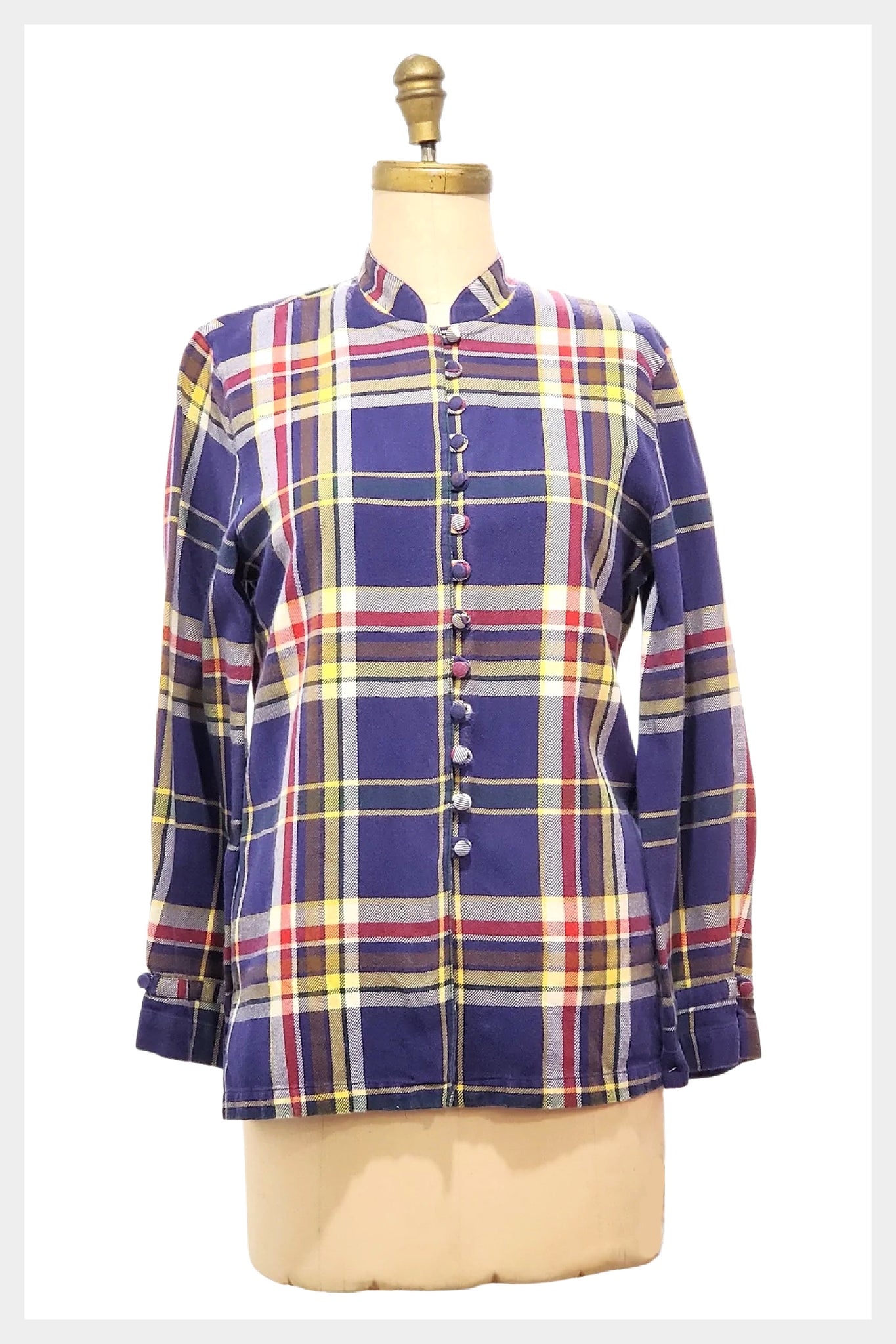 1970s French cotton plaid shirt | medium
