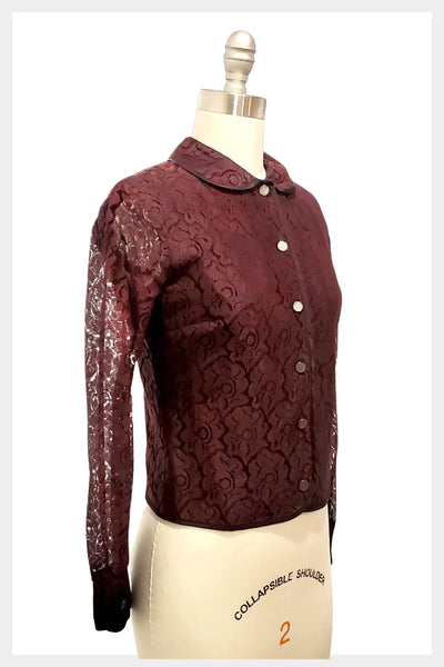 1960s black and wine lace top | small