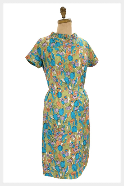 1960s Joseph Ribkoff raw silk sheath dress | medium