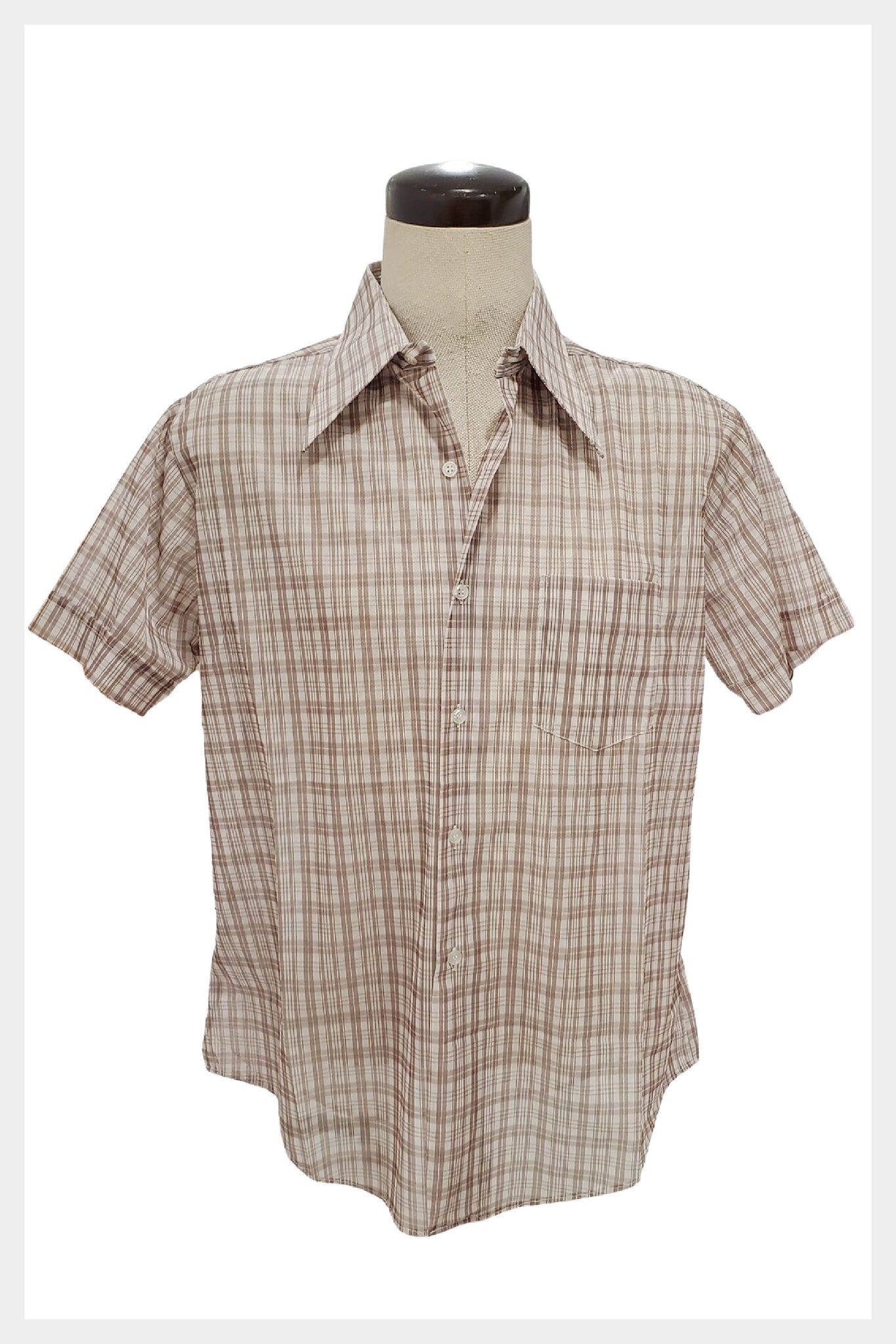 1970s light brown plaid shirt | large - x large