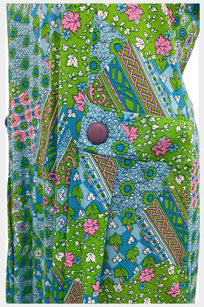 1960s vintage mod dress | 60s floral flower power dress | size large