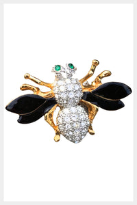 Beautiful Bee | vintage bumble bee enamel and crystal rhinestone pin | bee brooch