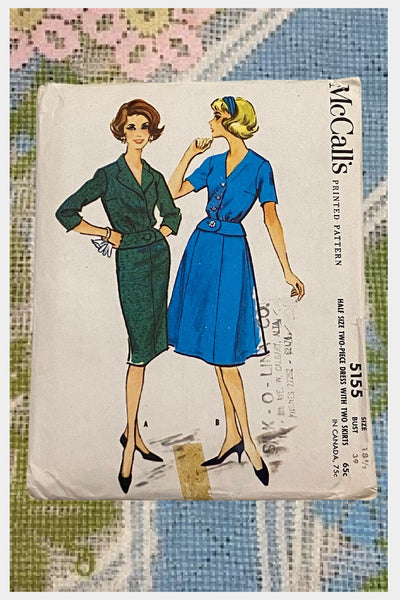 1950s McCall’s two-piece dress sewing pattern 5155 | Bust 39 | UNCUT