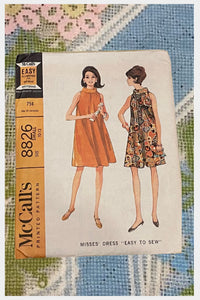 1960s McCall's sewing pattern 8826 | 60s misses’ MOD trapeze dress pattern | Bust 31" - 32" vintage size 10 - 12 Small | Complete