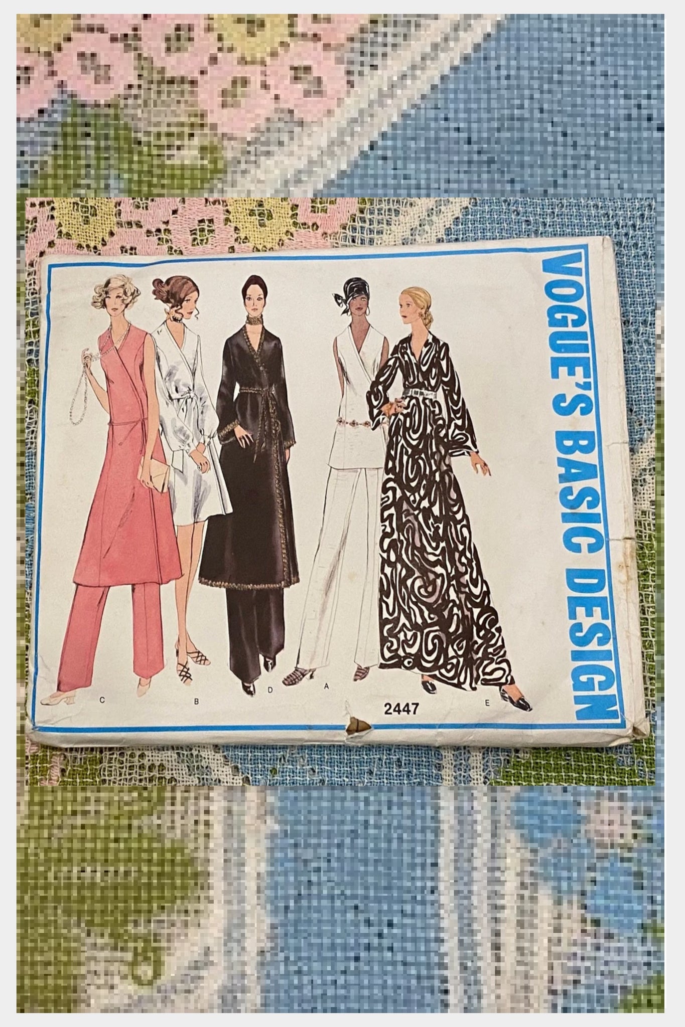 1970s Vogue Basic Design no. 2447 sewing pattern | 70s misses’ wrap dress wrap tunic and pants | Bust 40 vintage size 18 | Complete