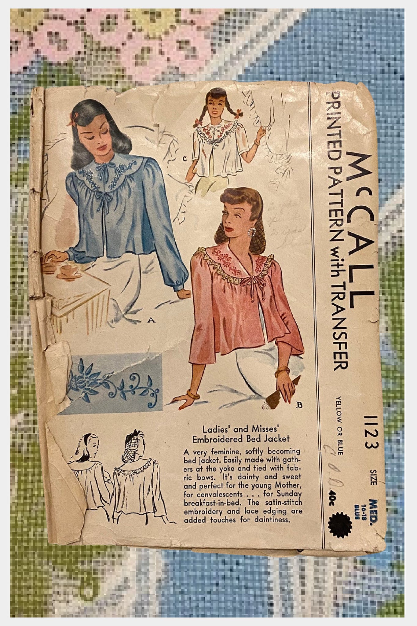 1940s McCall printed sewing pattern no. 1123 | Bust 34 - 36 | Complete